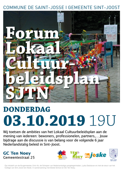 Affiche Forum Lokaal Cultuurbeleidsplan SJTN