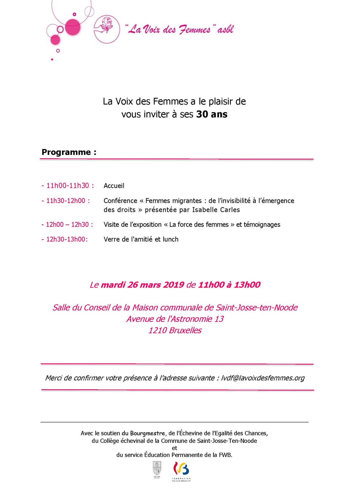 30 ans La Voix des Femmes