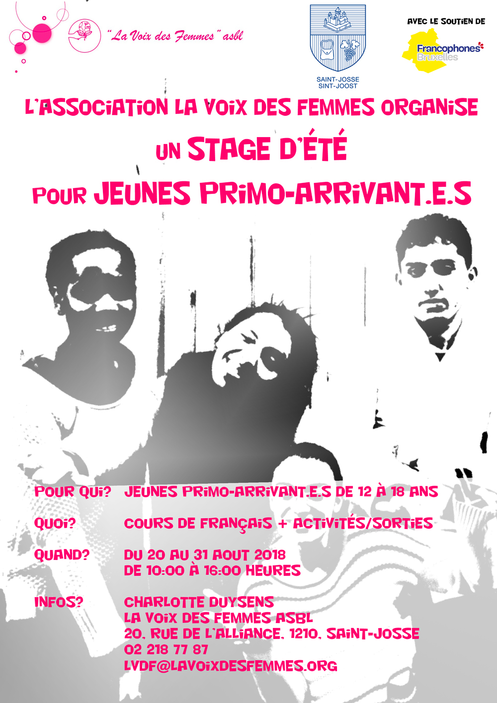 Affiche Stage d'été de la Voix des Femmes asbl