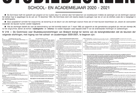 Vacante studiebeurzenstichtingen 2020-2021